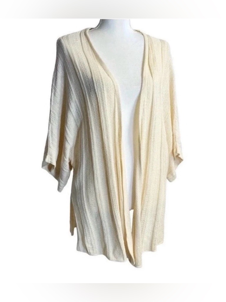 Joie Linen Blend Cardigan Coverup Wmns Xl Open Beachy Natural Loose Knit Kimono